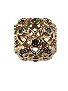 Pandora 14K Gold Blue Topaz Retired Ocean Treasures Charm 750817TPP #25133